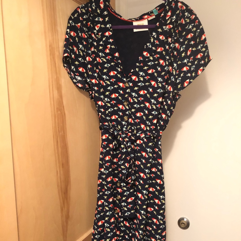 Maeve by Anthro conversation print shirt dress
